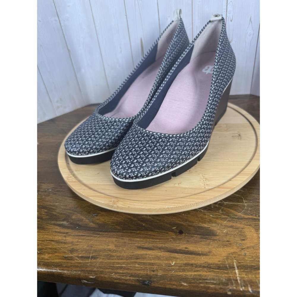 Betabrand Black and White Patterned Wedge Pumps